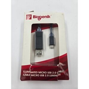 Biogenik Illuminated Micro USB 2.0 Cable 1m 3.2ft Blue LED Light Up BGK812